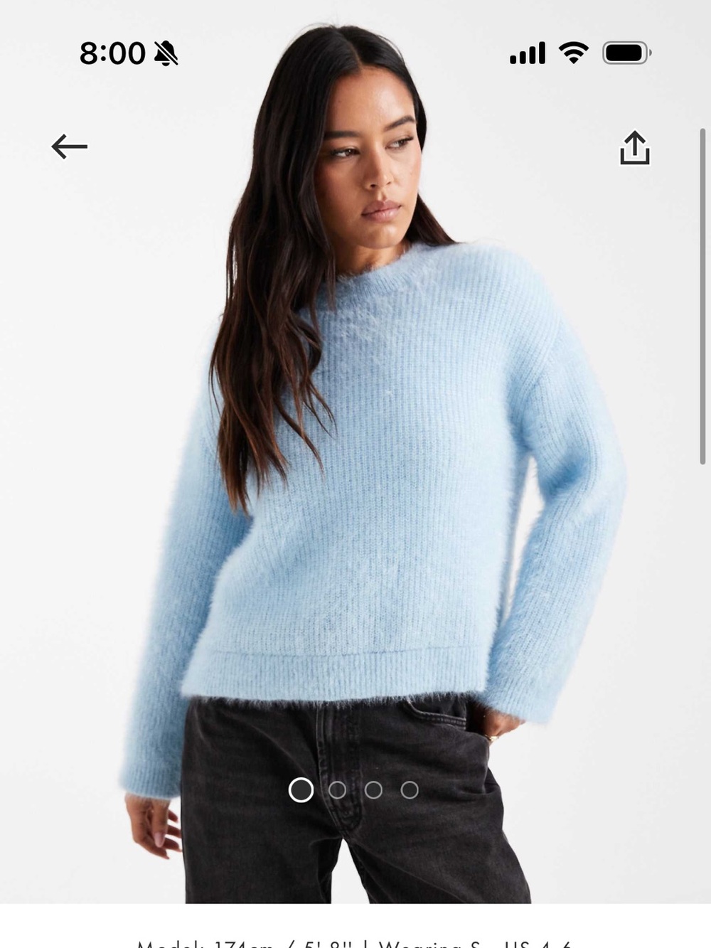 Miss Selfridge Pale Blue Fuzzy Crew Neck Sweater